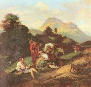 Adrian Ludwig Richter Italienische Landschaft mit ruhenden Wandersleuten Germany oil painting artist